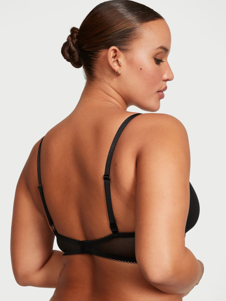 Сетчатый бюстгальтер Victoria's Secret с вышивкой 1159863792 (Черный 34B)