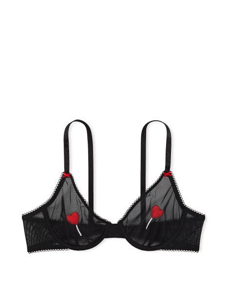 Сетчатый бюстгальтер Victoria's Secret с вышивкой 1159863792 (Черный 34B)