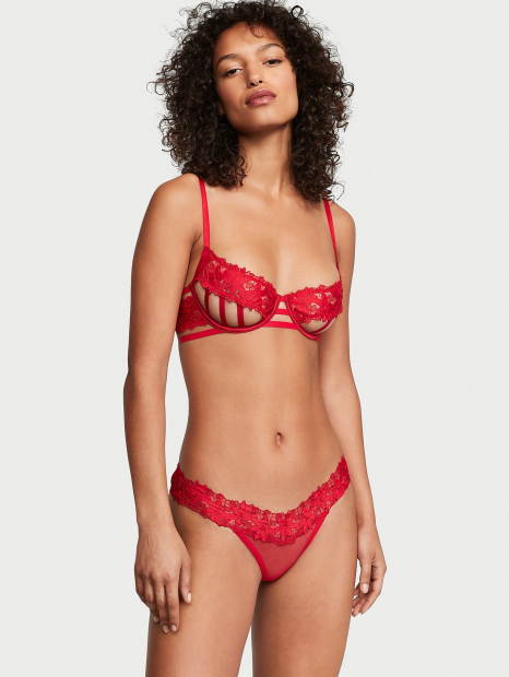 Бюстгальтер Victoria's Secret c цветочной аппликацией 1159864774 (Красный 34D)
