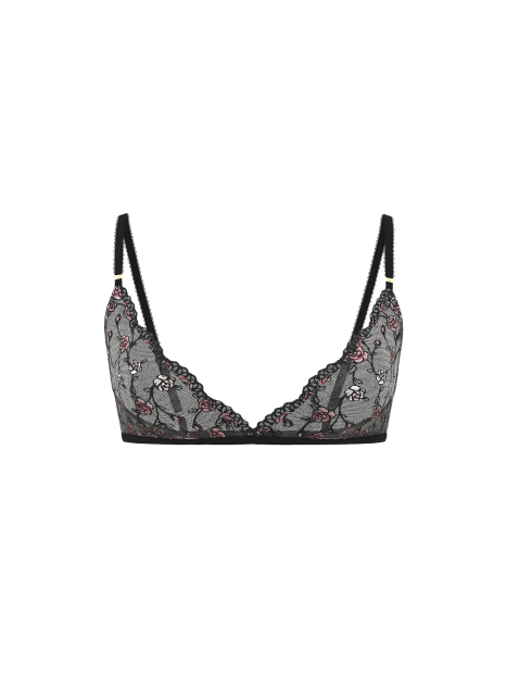 Полупрозрачный бралетт с вышивкой Victoria's Secret триангл 1159865446 (Черный XXL)