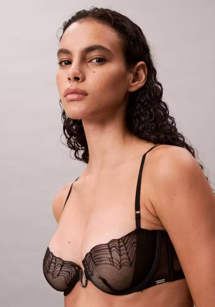 Сітчастий бюстгальтер-балконет Calvin Klein 1160229966 (Чорний 34C)