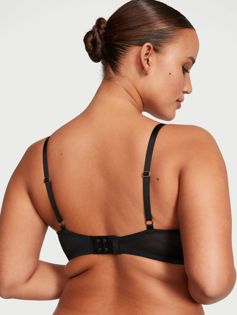 Бюстгальтер жіночий Victoria's Secret з квітковою вишивкою 1160364825 (Чорний/Рожевий 34D)