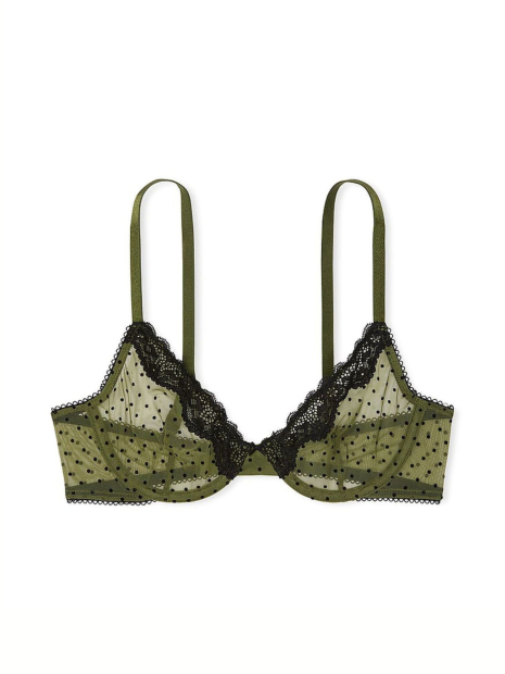 Полупрозрачный бюстгальтер Victoria's Secret в горошек 1160520973 (Зеленый 32B)