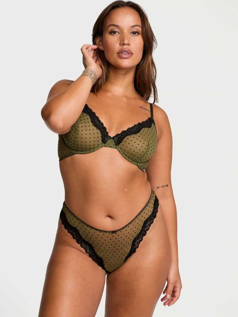 Полупрозрачный бюстгальтер Victoria's Secret в горошек 1160520973 (Зеленый 32B)