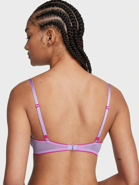 Сетчатый бюстгальтер с кружевной отделкой Victoria's Secret 1160480518 (Сиреневый 34B)