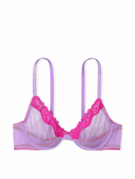 Сетчатый бюстгальтер с кружевной отделкой Victoria's Secret 1160480518 (Сиреневый 34B)