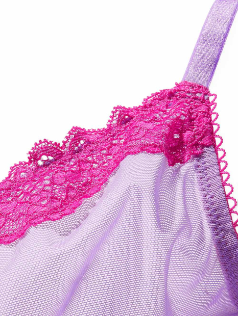Сетчатый бюстгальтер с кружевной отделкой Victoria's Secret 1160480518 (Сиреневый 34B)