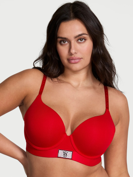 Бюстгальтер Push-Up Victoria's Secret с логотипом из страз 1160480729 (Красный 32C)