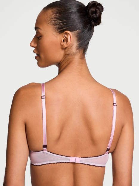 Сетчатый бюстгальтер с кружевной отделкой Victoria's Secret 1160547274 (Розовый 32C)