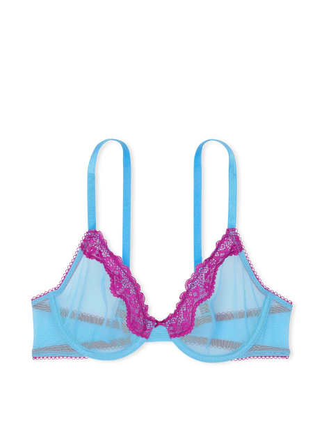 Сітчастий бюстгальтер з мереживним оздобленням Victoria's Secret 1160547721 (Блакитний 34B)