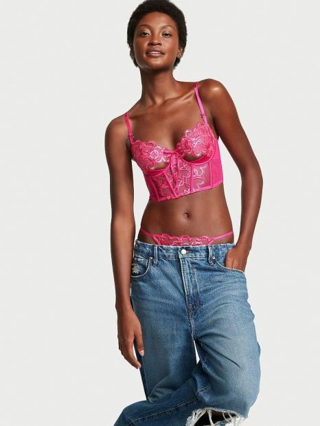 Корсетний топ Victoria's Secret з вишивкою 1160575987 (Рожевий S)