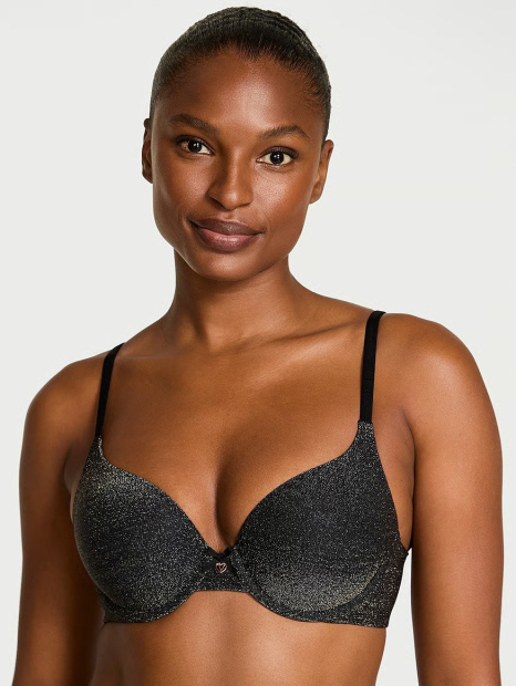 Бюстгальтер Push-Up Victoria's Secret с блеском 1160648483 (Черный 32C)