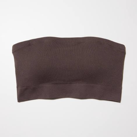 Бюстгальтер-топ із чашками UNIQLO в рубчик 1160667255 (Коричневий M)