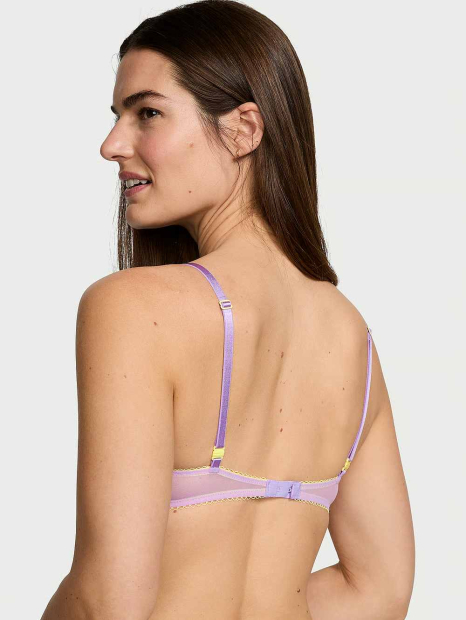 Сетчатый бюстгальтер с кружевной отделкой Victoria's Secret 1160761234 (Сиреневый 32B)