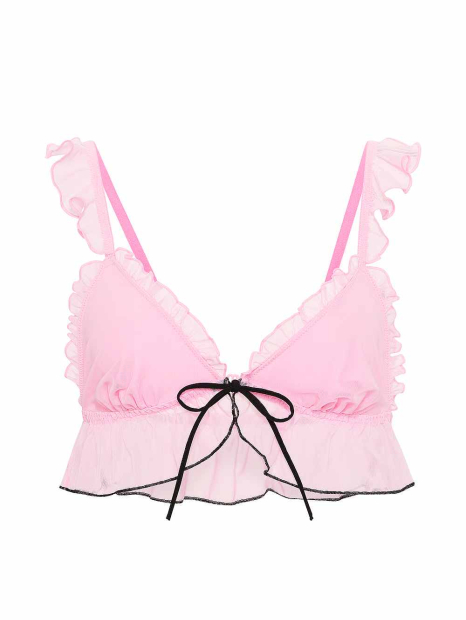 Сетчатый бралетт триангл Victoria's Secret Pink с завязками спереди 1161102742 (Розовый S)
