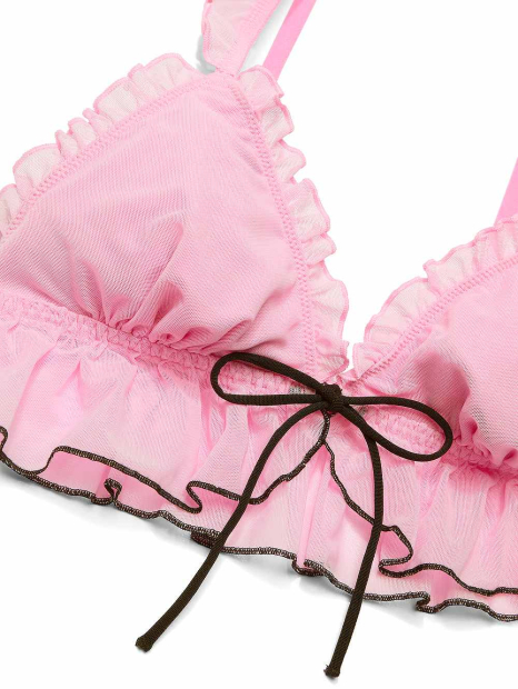 Сетчатый бралетт триангл Victoria's Secret Pink с завязками спереди 1161102742 (Розовый S)
