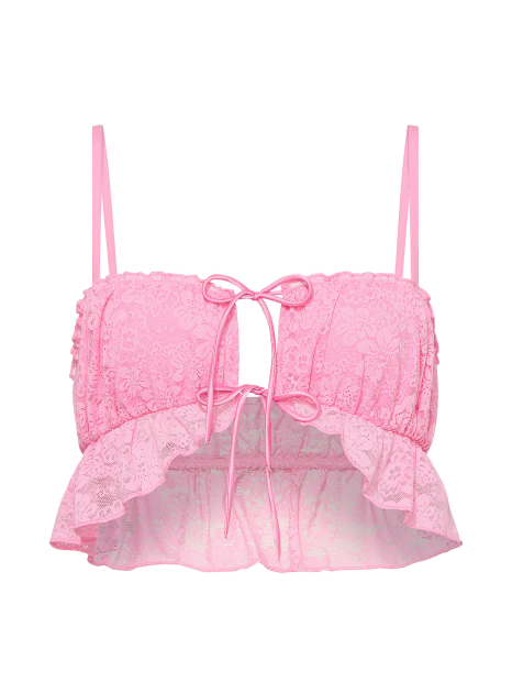 Кружевной бралетт Victoria's Secret Pink бра-топ с завязками спереди 1161140845 (Розовый S)