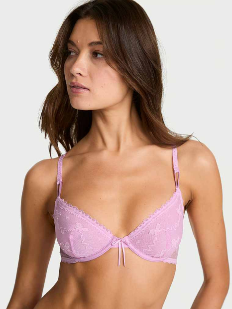 Сітчастий бюстгальтер Victoria's Secret з вишивкою 1161194534 (Рожевий 38C)