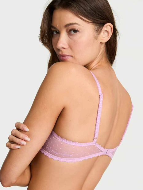 Сітчастий бюстгальтер Victoria's Secret з вишивкою 1161194534 (Рожевий 38C)