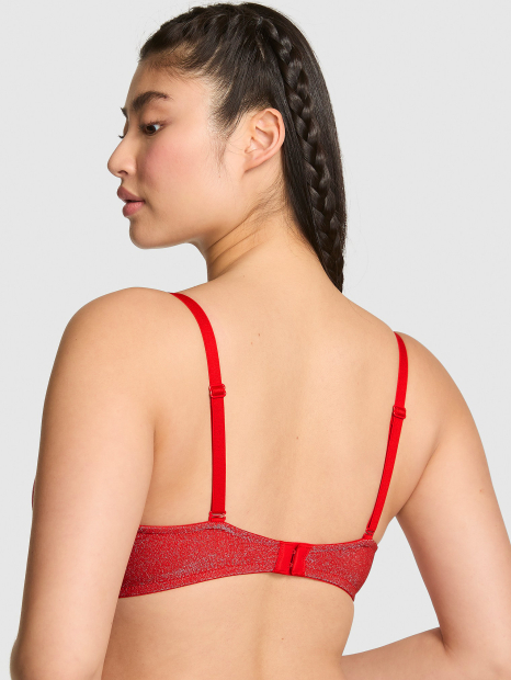 Бюстгальтер Push-Up Victoria's Secret Pink с блеском 1162149966 (Красный 34B)