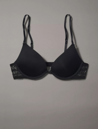 Гладкий бюстгальтер Push-up Calvin Klein с кружевом 1159841433 (Черный 34D)