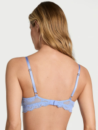 Кружевной бюстгальтер триангл Victoria's Secret полупрозрачный бралетт 1159844606 (Голубой XL)