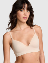 Бралетт в рубчик Victoria's Secret Pink бюст с Push-Up 1159849807 (Молочный L)