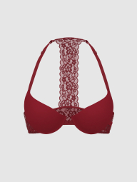 Мереживний бюстгальтер з Т-подібною спинкою Victoria's Secret 1159862509 (Бордовий 34B)