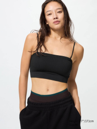 Бюстгальтер-топ із чашками UNIQLO в рубчик 1159861831 (Чорний S)