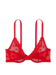 Полупрозрачный бюстгальтер Victoria's Secret с бархатными бантиками 1159862588 (Красный 34D)