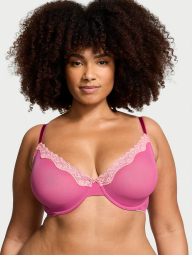 Сітчастий бюстгальтер з мереживним оздобленням Victoria's Secret 1159862714 (Рожевий 34B)
