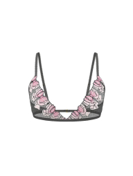 Полупрозрачный бралетт с вышивкой Victoria's Secret триангл 1159862758 (Черный XL)