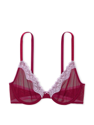 Сетчатый бюстгальтер с кружевной отделкой Victoria's Secret 1159862975 (Бордовый 34B)