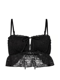 Кружевной бралетт Victoria's Secret Pink бра-топ с завязками спереди 1159863015 (Черный L)
