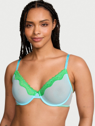 Сетчатый бюстгальтер с кружевной отделкой Victoria's Secret 1159863958 (Голубой 34B)