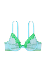 Сітчастий бюстгальтер з мереживним оздобленням Victoria's Secret 1160527917 (Блакитний 36B)