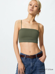 Бюстгальтер-топ с чашками UNIQLO в рубчик 1159864910 (Зеленый M)