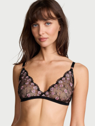 Полупрозрачный бралетт с вышивкой Victoria's Secret триангл 1159865446 (Черный XXL)