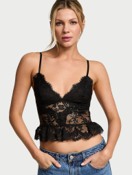 Мереживний бюст-топ Victoria's Secret з оборкою 1160089032 (Чорний M)