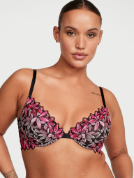 Бюстгальтер жіночий Victoria's Secret з квітковою вишивкою 1160364825 (Чорний/Рожевий 34D)