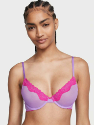Сетчатый бюстгальтер с кружевной отделкой Victoria's Secret 1160480518 (Сиреневый 34B)