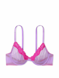 Сетчатый бюстгальтер с кружевной отделкой Victoria's Secret 1160480518 (Сиреневый 34B)