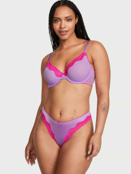 Сетчатый бюстгальтер с кружевной отделкой Victoria's Secret 1160480518 (Сиреневый 34B)