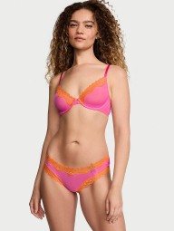 Сетчатый бюстгальтер с кружевной отделкой Victoria's Secret 1160519439 (Розовый 32B)