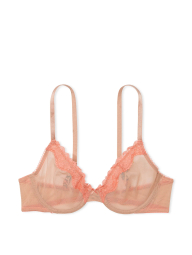 Сетчатый бюстгальтер с кружевной отделкой Victoria's Secret 1160521980 (Бежевый 32B)
