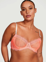 Сетчатый бюстгальтер-балконет Victoria's Secret с кружевом 1160543885 (Оранжевый 32C)
