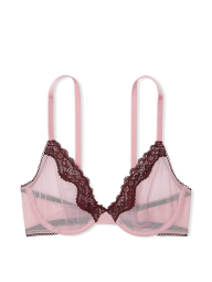 Сетчатый бюстгальтер с кружевной отделкой Victoria's Secret 1160547274 (Розовый 32C)