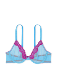 Сітчастий бюстгальтер з мереживним оздобленням Victoria's Secret 1160547721 (Блакитний 34B)