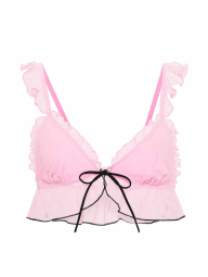 Сетчатый бралетт триангл Victoria's Secret Pink с завязками спереди 1161102742 (Розовый S)