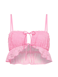Кружевной бралетт Victoria's Secret Pink бра-топ с завязками спереди 1161140845 (Розовый S)